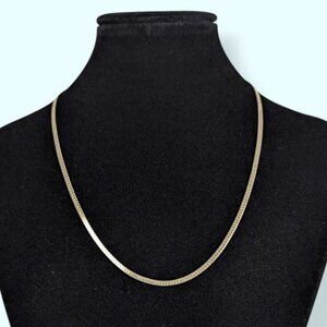 V. Gold Tone Flat Herringbone Chain Necklace